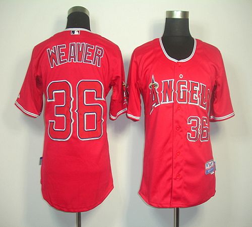 Angels of Anaheim #36 Weaver Jered Red Cool Base Stitched MLB Jersey